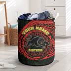 Personalized Penrith Panthers Laundry Basket Polynesian Tribal Chest and Sleeve Tattoo