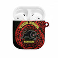 Personalized Penrith Panthers AirPods Case Polynesian Tribal Chest and Sleeve Tattoo