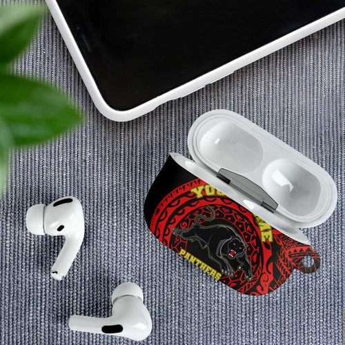 Personalized Penrith Panthers AirPods Case Polynesian Tribal Chest and Sleeve Tattoo