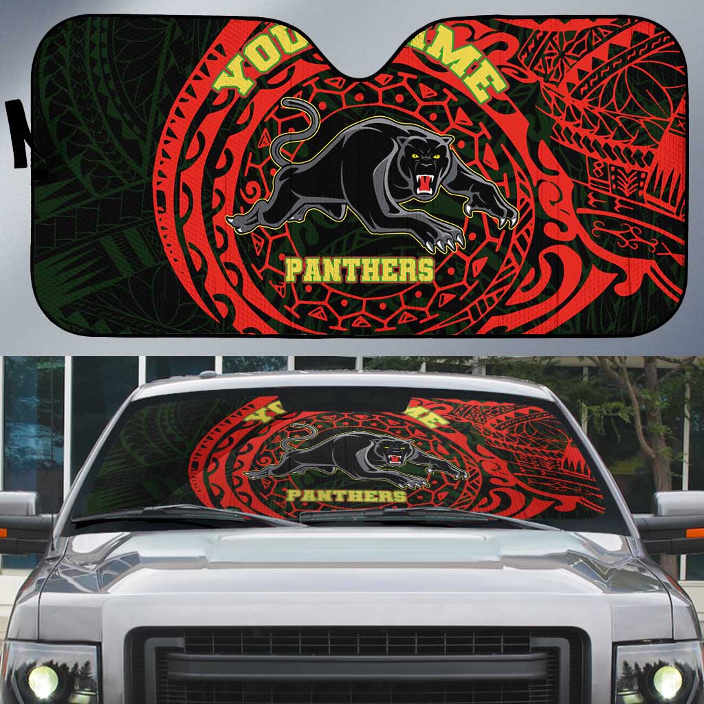 Personalized Penrith Panthers Auto Sun Shade Polynesian Tribal Chest and Sleeve Tattoo