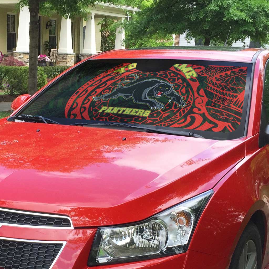 Personalized Penrith Panthers Auto Sun Shade Polynesian Tribal Chest and Sleeve Tattoo