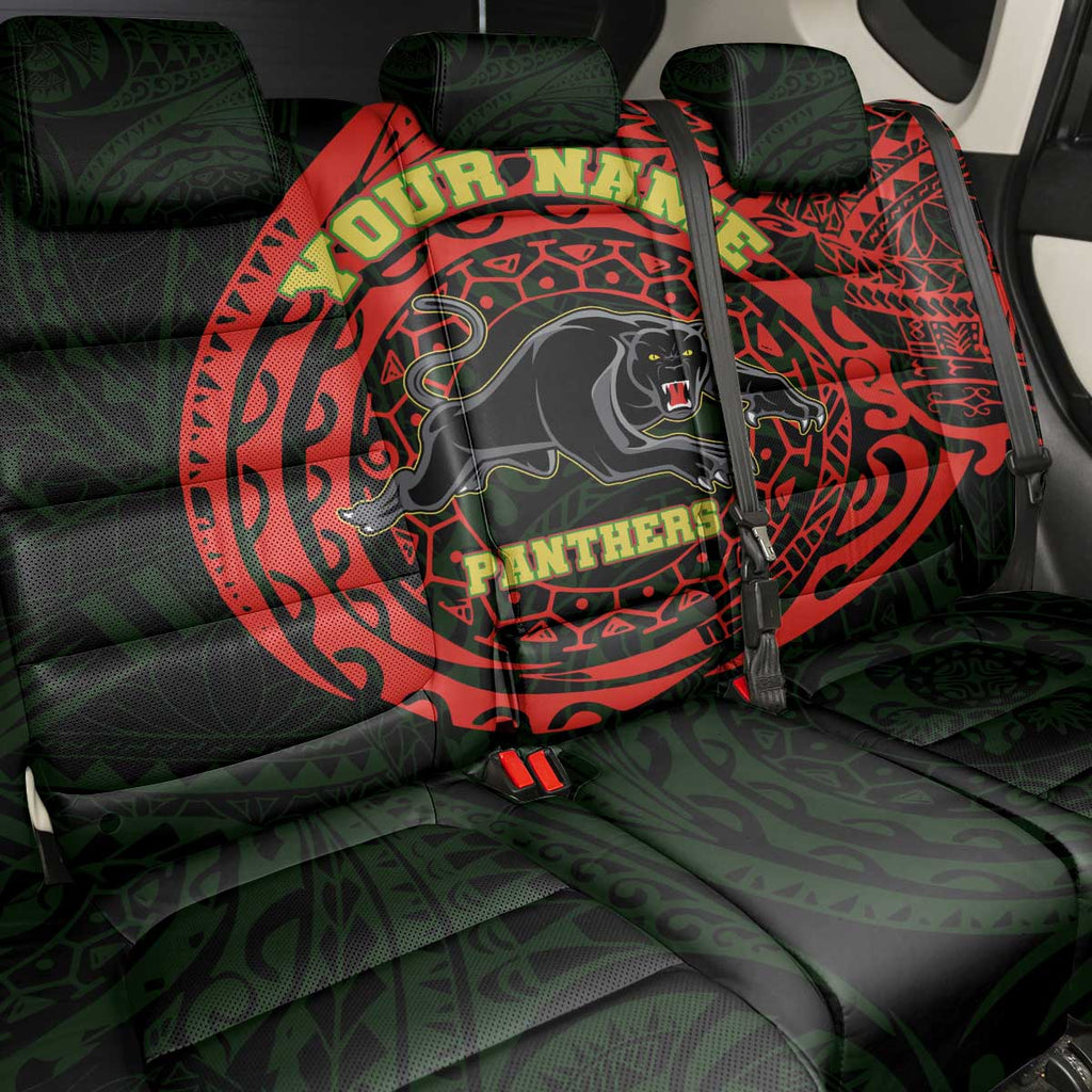 Personalized Penrith Panthers Back Car Seat Cover Polynesian Tribal Chest and Sleeve Tattoo