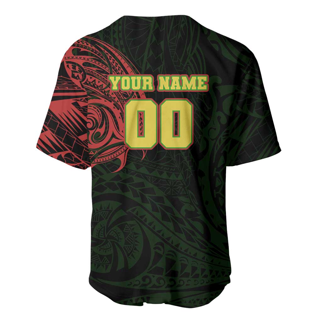 Personalized Penrith Panthers Baseball Jersey Polynesian Tribal Chest and Sleeve Tattoo