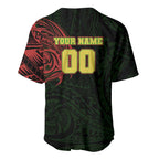Personalized Penrith Panthers Baseball Jersey Polynesian Tribal Chest and Sleeve Tattoo