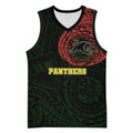 Personalized Penrith Panthers Basketball Jersey Polynesian Tribal Chest and Sleeve Tattoo