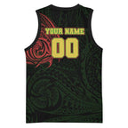 Personalized Penrith Panthers Basketball Jersey Polynesian Tribal Chest and Sleeve Tattoo