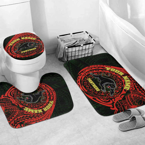 Personalized Penrith Panthers Bathroom Set Polynesian Tribal Chest and Sleeve Tattoo