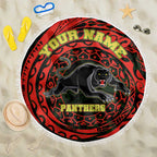 Personalized Penrith Panthers Beach Blanket Polynesian Tribal Chest and Sleeve Tattoo