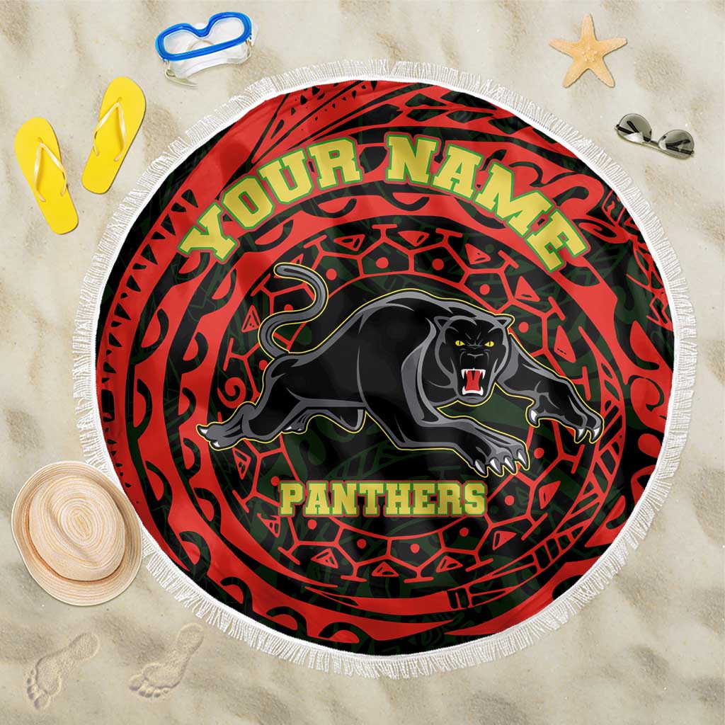 Personalized Penrith Panthers Beach Blanket Polynesian Tribal Chest and Sleeve Tattoo
