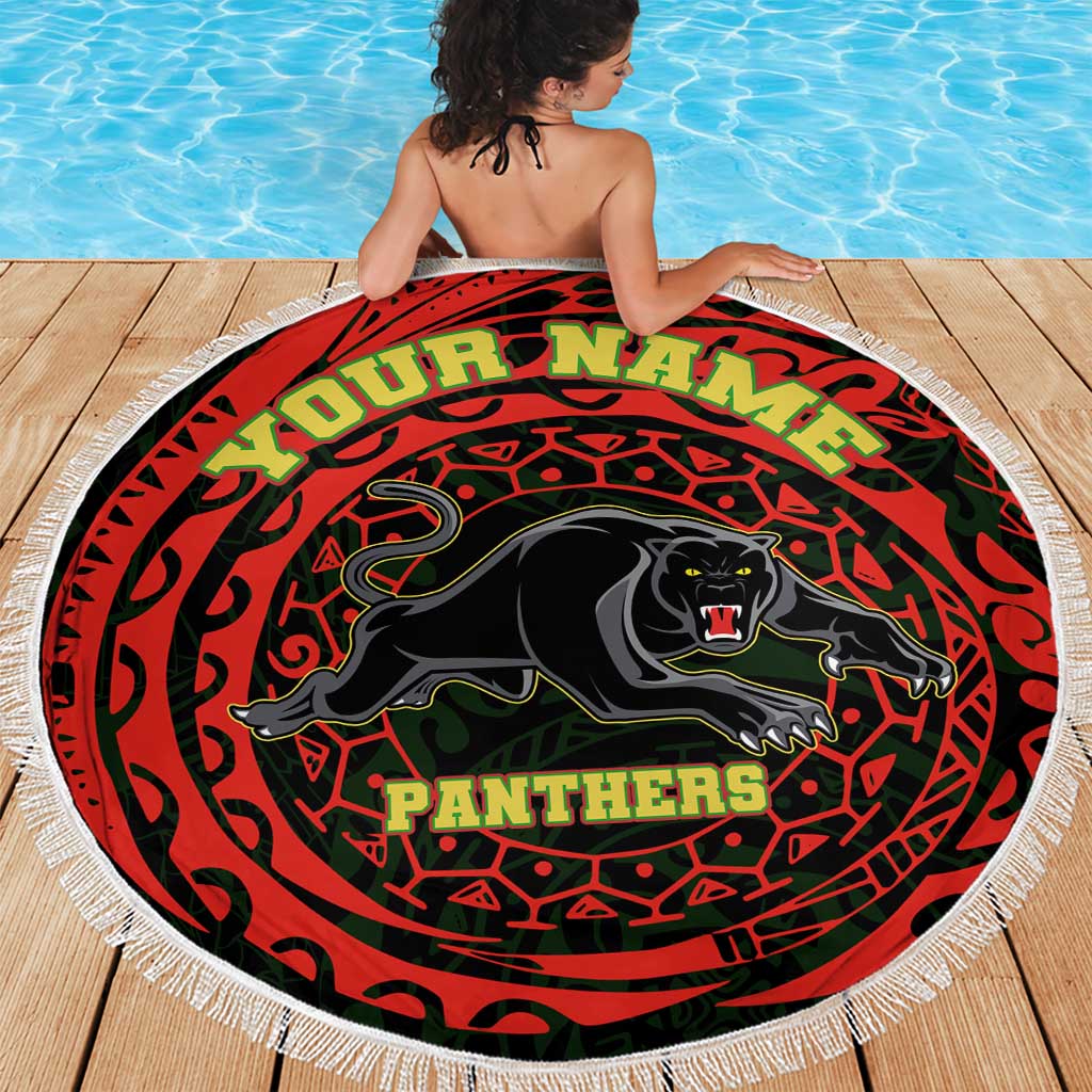 Personalized Penrith Panthers Beach Blanket Polynesian Tribal Chest and Sleeve Tattoo