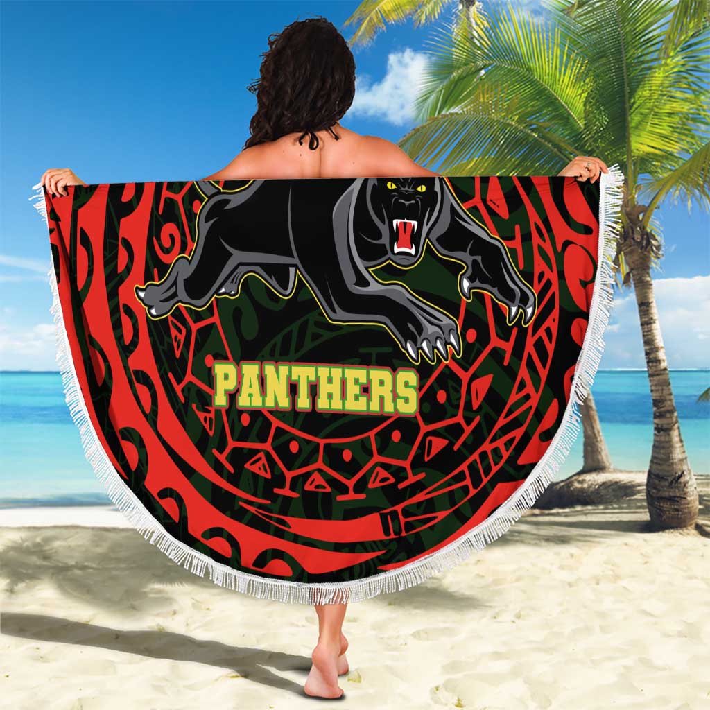 Personalized Penrith Panthers Beach Blanket Polynesian Tribal Chest and Sleeve Tattoo
