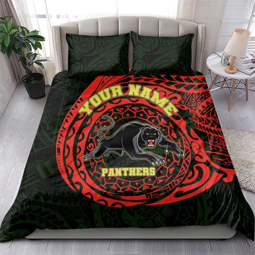Personalized Penrith Panthers Bedding Set Polynesian Tribal Chest and Sleeve Tattoo