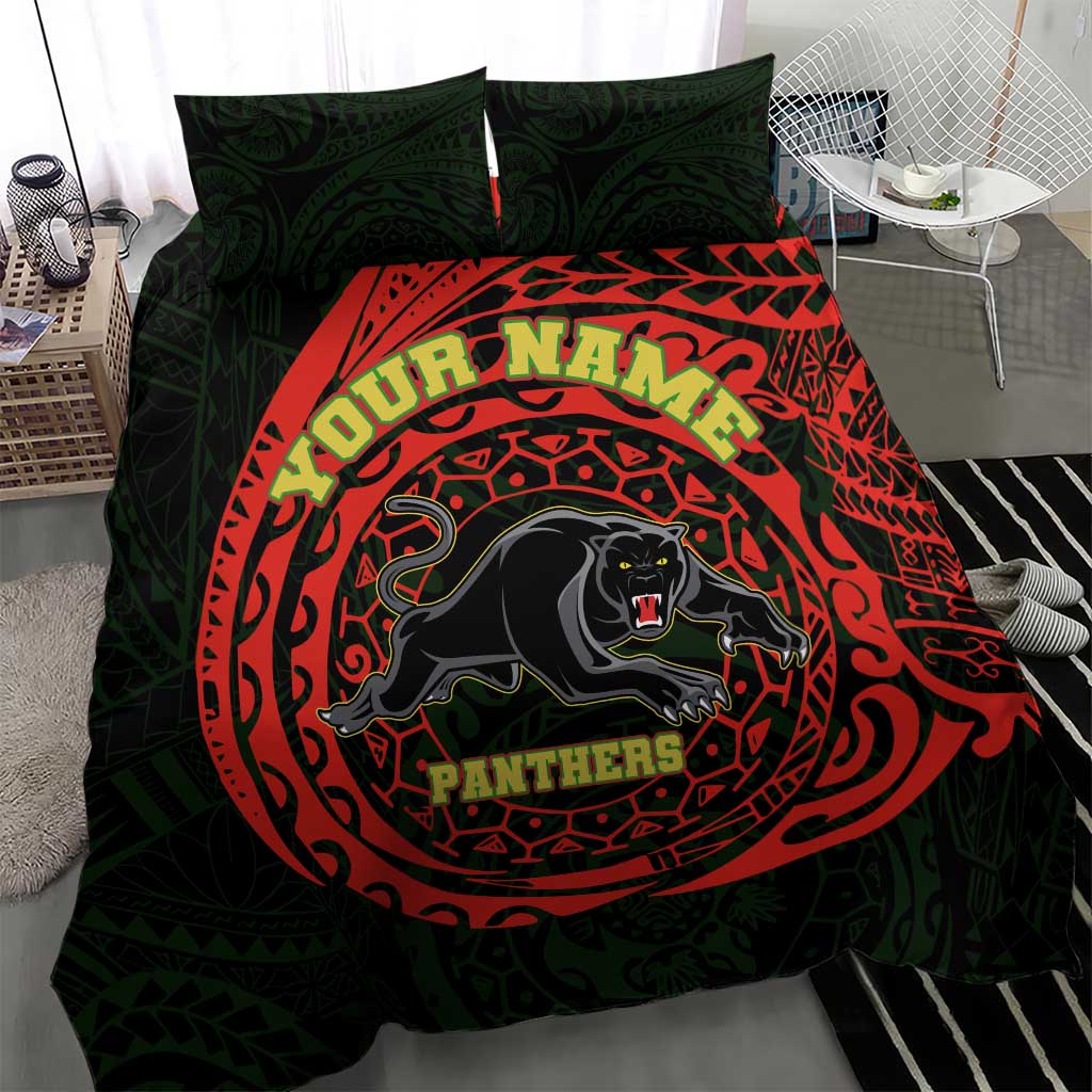Personalized Penrith Panthers Bedding Set Polynesian Tribal Chest and Sleeve Tattoo