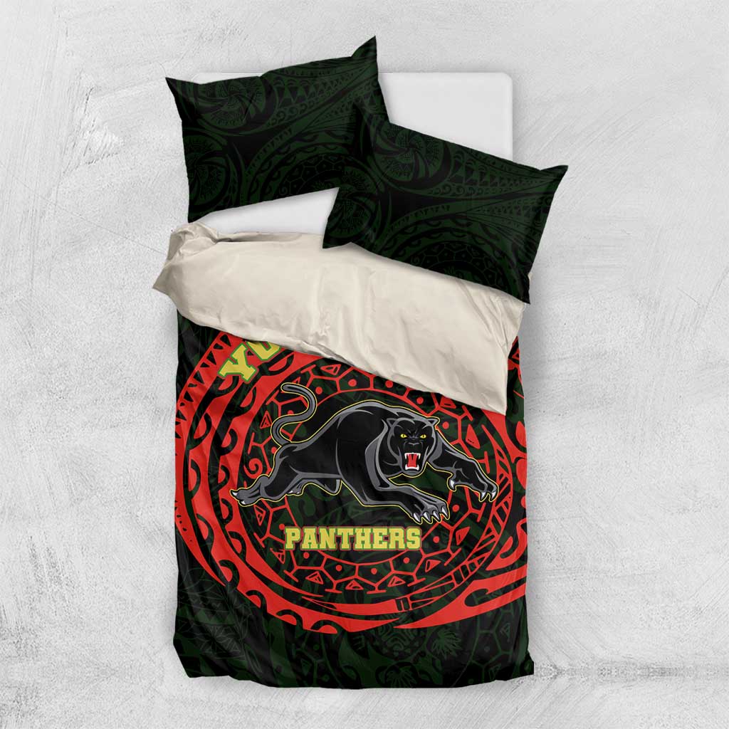 Personalized Penrith Panthers Bedding Set Polynesian Tribal Chest and Sleeve Tattoo