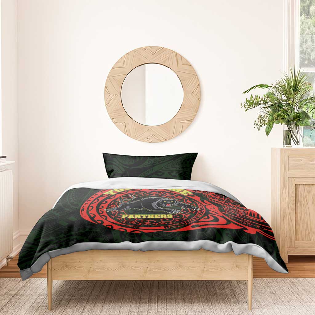 Personalized Penrith Panthers Bedding Set Polynesian Tribal Chest and Sleeve Tattoo