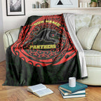 Personalized Penrith Panthers Blanket Polynesian Tribal Chest and Sleeve Tattoo