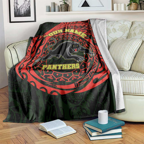 Personalized Penrith Panthers Blanket Polynesian Tribal Chest and Sleeve Tattoo