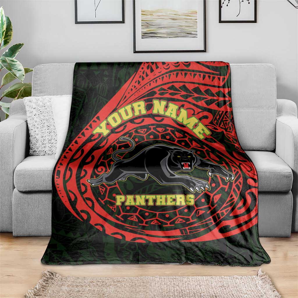 Personalized Penrith Panthers Blanket Polynesian Tribal Chest and Sleeve Tattoo
