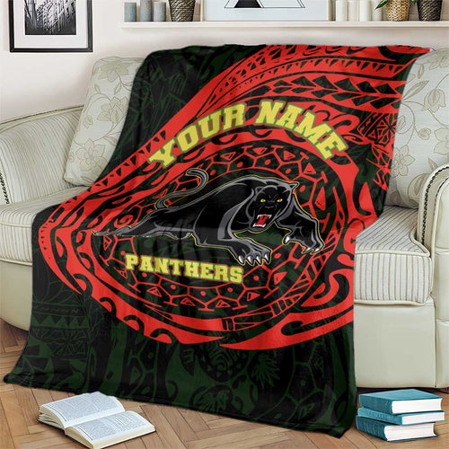 Personalized Penrith Panthers Blanket Polynesian Tribal Chest and Sleeve Tattoo