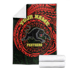Personalized Penrith Panthers Blanket Polynesian Tribal Chest and Sleeve Tattoo
