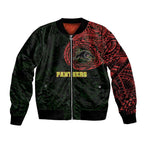 Personalized Penrith Panthers Bomber Jacket Polynesian Tribal Chest and Sleeve Tattoo