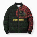 Personalized Penrith Panthers Bomber Puffer Jacket Polynesian Tribal Chest and Sleeve Tattoo