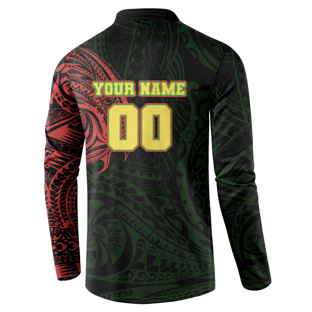 Personalized Penrith Panthers Button Sweatshirt Polynesian Tribal Chest and Sleeve Tattoo