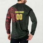 Personalized Penrith Panthers Button Sweatshirt Polynesian Tribal Chest and Sleeve Tattoo