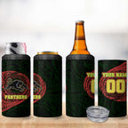 Personalized Penrith Panthers 4 in 1 Can Cooler Tumbler Polynesian Tribal Chest and Sleeve Tattoo