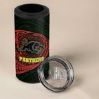 Personalized Penrith Panthers 4 in 1 Can Cooler Tumbler Polynesian Tribal Chest and Sleeve Tattoo