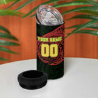 Personalized Penrith Panthers 4 in 1 Can Cooler Tumbler Polynesian Tribal Chest and Sleeve Tattoo