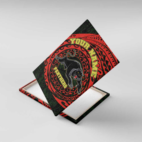 Personalized Penrith Panthers Canvas Wall Art Polynesian Tribal Chest and Sleeve Tattoo
