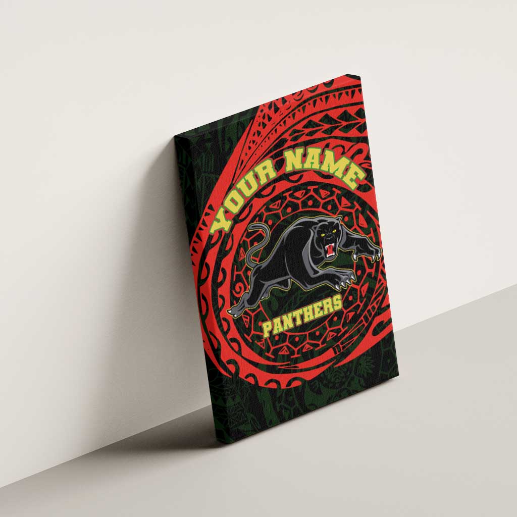 Personalized Penrith Panthers Canvas Wall Art Polynesian Tribal Chest and Sleeve Tattoo