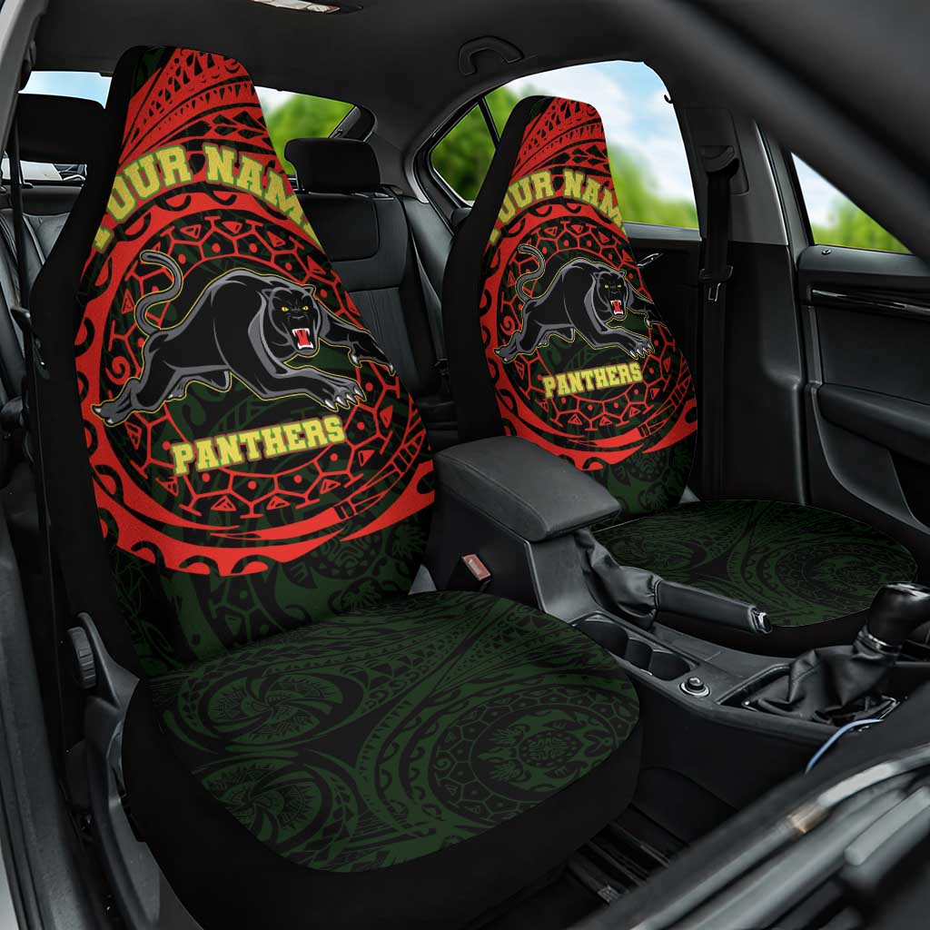 Personalized Penrith Panthers Car Seat Cover Polynesian Tribal Chest and Sleeve Tattoo