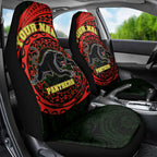 Personalized Penrith Panthers Car Seat Cover Polynesian Tribal Chest and Sleeve Tattoo
