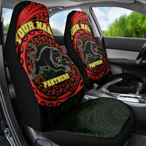 Personalized Penrith Panthers Car Seat Cover Polynesian Tribal Chest and Sleeve Tattoo