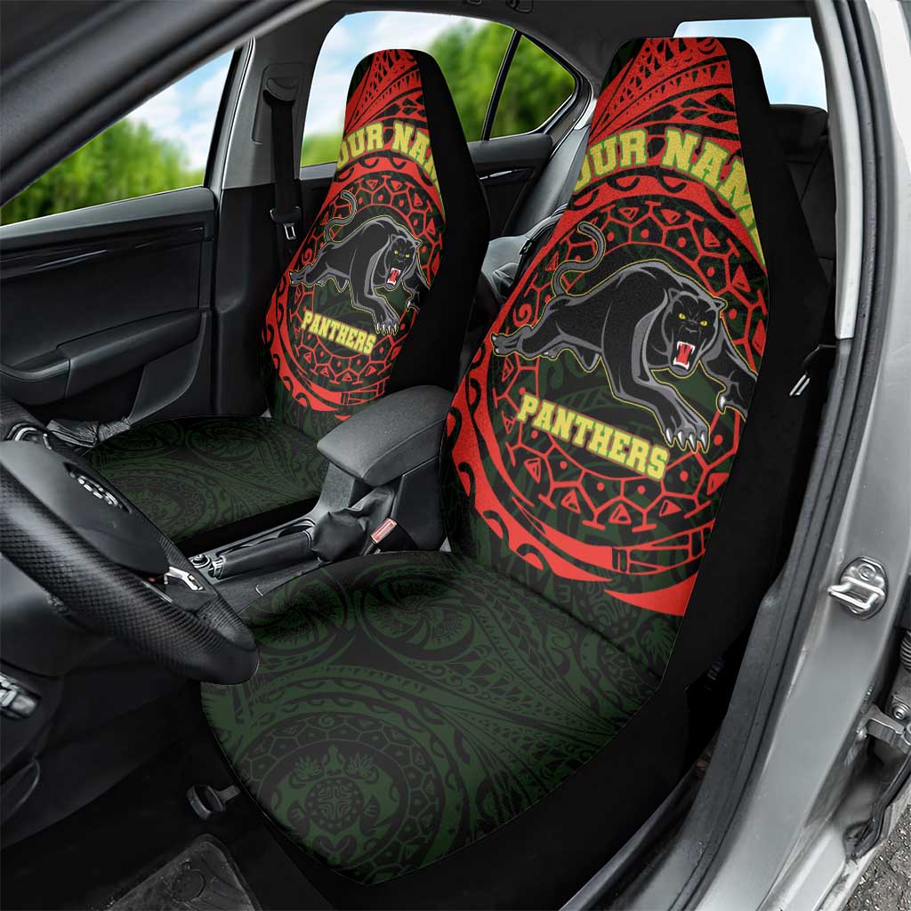 Personalized Penrith Panthers Car Seat Cover Polynesian Tribal Chest and Sleeve Tattoo