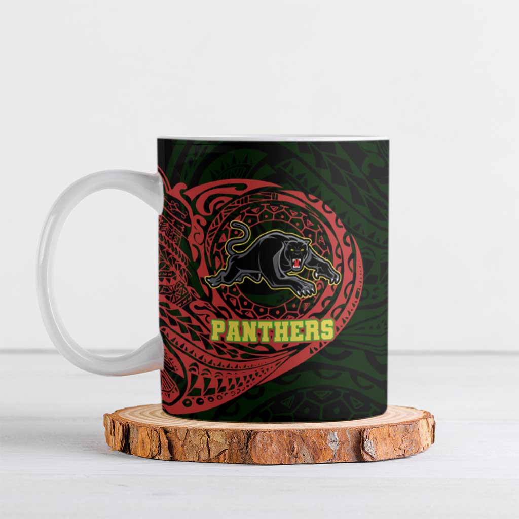 Personalized Penrith Panthers Ceramic Mug Polynesian Tribal Chest and Sleeve Tattoo