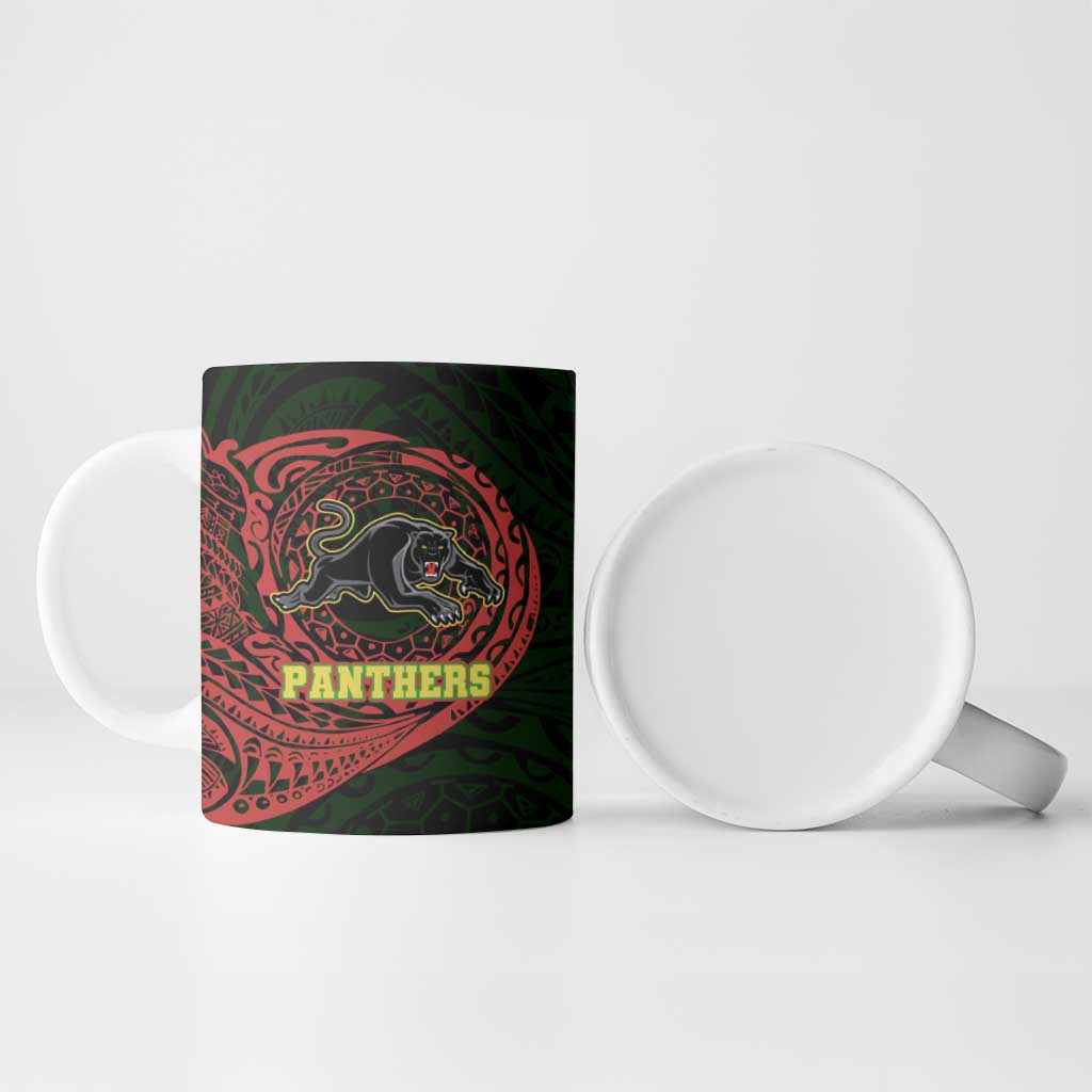 Personalized Penrith Panthers Ceramic Mug Polynesian Tribal Chest and Sleeve Tattoo