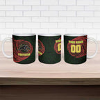 Personalized Penrith Panthers Ceramic Mug Polynesian Tribal Chest and Sleeve Tattoo