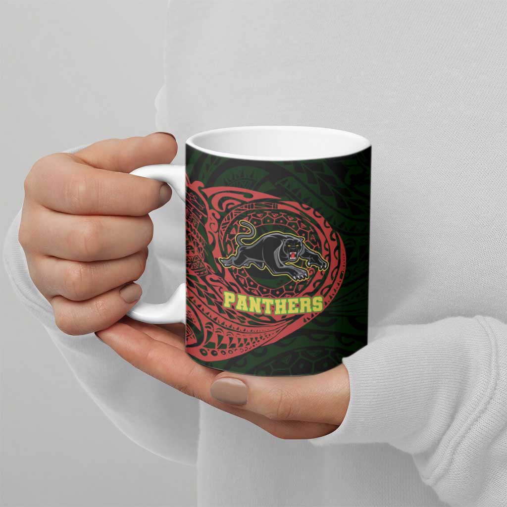 Personalized Penrith Panthers Ceramic Mug Polynesian Tribal Chest and Sleeve Tattoo