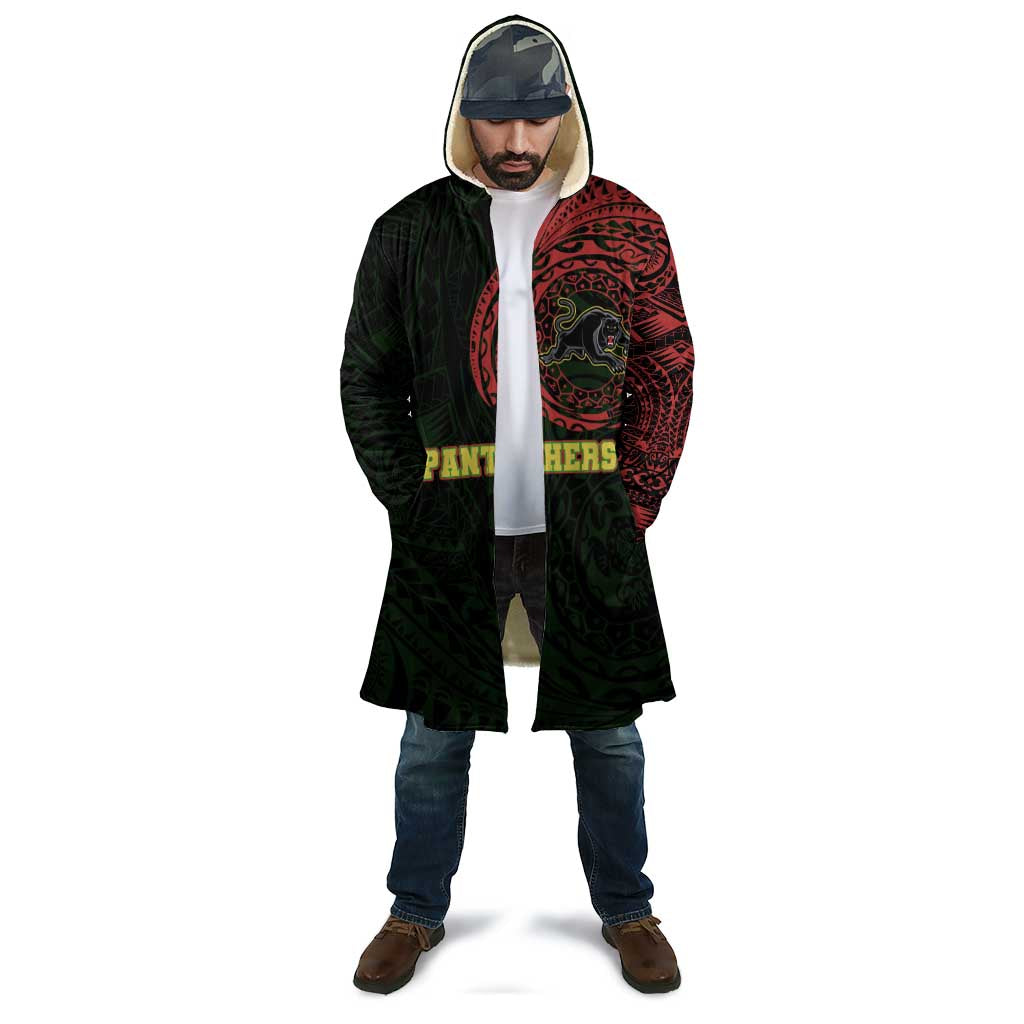 Personalized Penrith Panthers Cloak Polynesian Tribal Chest and Sleeve Tattoo