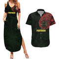 Personalized Penrith Panthers Couples Matching Summer Maxi Dress and Hawaiian Shirt Polynesian Tribal Chest and Sleeve Tattoo