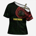 Personalized Penrith Panthers Cross Shoulder Shirt Polynesian Tribal Chest and Sleeve Tattoo