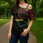 Personalized Penrith Panthers Cross Shoulder Shirt Polynesian Tribal Chest and Sleeve Tattoo