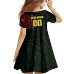 Personalized Penrith Panthers Family Matching Puletasi and Hawaiian Shirt Polynesian Tribal Chest and Sleeve Tattoo