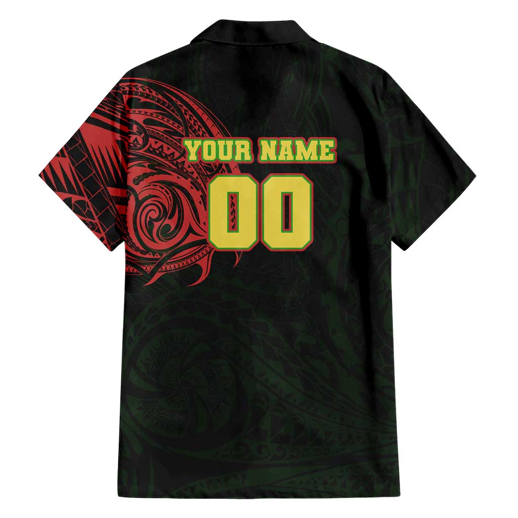 Personalized Penrith Panthers Family Matching Summer Maxi Dress and Hawaiian Shirt Polynesian Tribal Chest and Sleeve Tattoo
