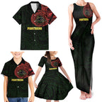 Personalized Penrith Panthers Family Matching Tank Maxi Dress and Hawaiian Shirt Polynesian Tribal Chest and Sleeve Tattoo