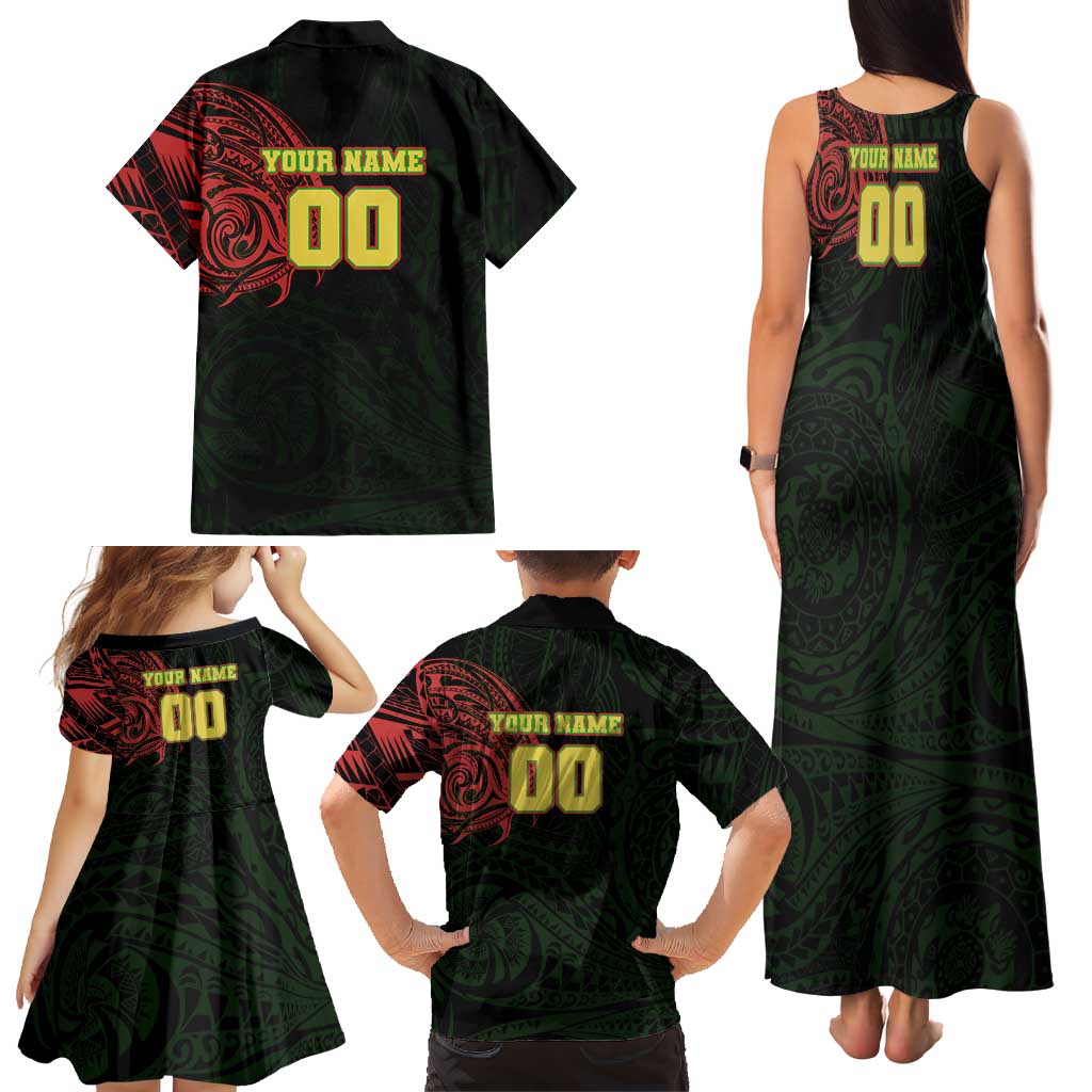 Personalized Penrith Panthers Family Matching Tank Maxi Dress and Hawaiian Shirt Polynesian Tribal Chest and Sleeve Tattoo