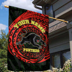 Personalized Penrith Panthers Garden Flag Polynesian Tribal Chest and Sleeve Tattoo